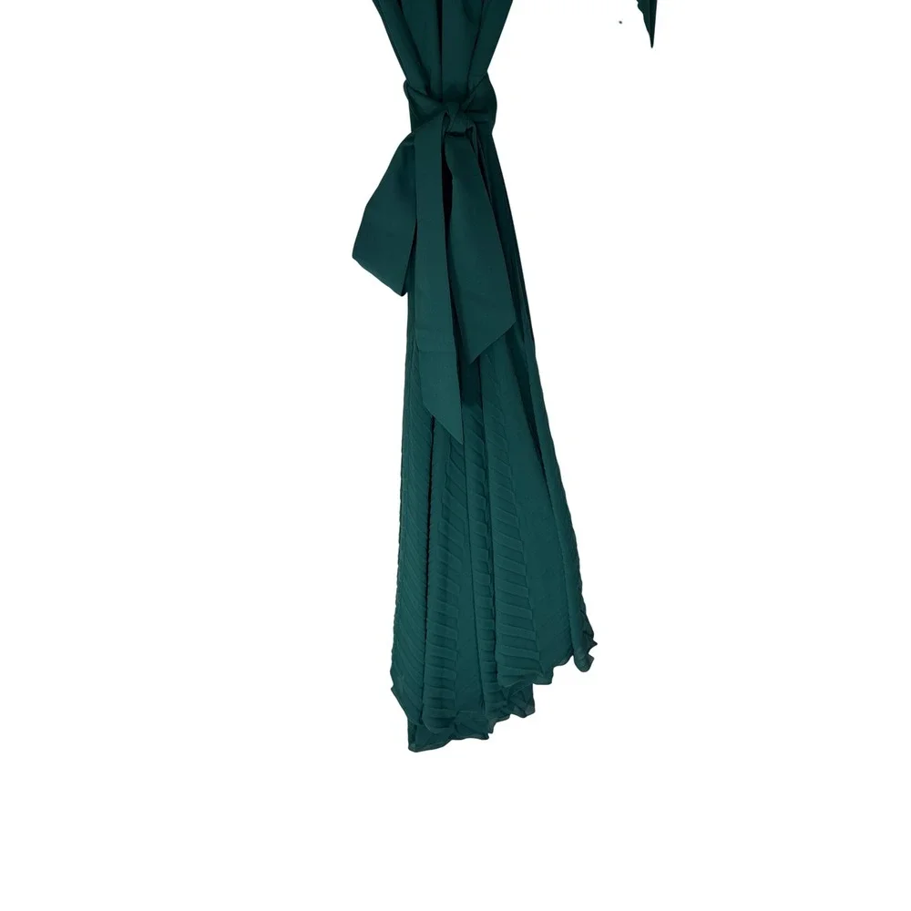 Milva Mi Shirt Dress Green Pleated Long Sleeve Belter Classy Maxi Modest Medium‎